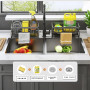 YIJUNSTORE Organisateur de lavabo en acier inoxydable avec drain auto-nettoyant, porte-serviettes, convient pour cuisine et sall