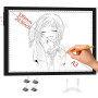 WELZK Tablette Lumineuse Dessin, Side Buttons Tablette Lumineuse A3, 42×32 cm Table Lumineuse Dessin. Table Lumineuse A3 à 10 ni