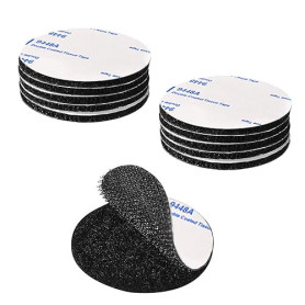 Scratch Autocollant Double Face Extra Fort, Noir Bande Auto-Adhésif Réutilisable Rond 5cm Adhesif Double Face Puissant pour Bric