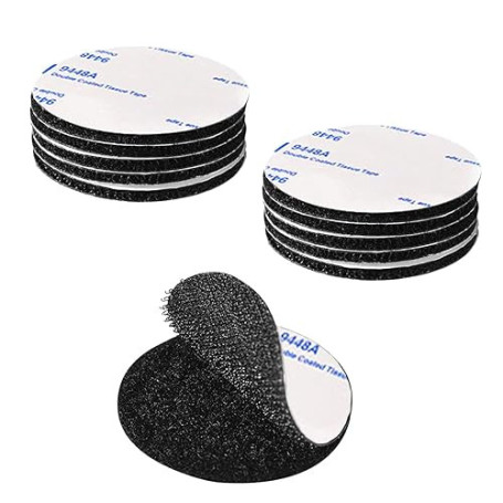 Scratch Autocollant Double Face Extra Fort, Noir Bande Auto-Adhésif Réutilisable Rond 5cm Adhesif Double Face Puissant pour Bric