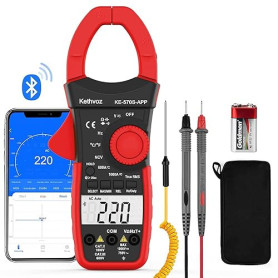 Kethvoz Pince Multimetre, 1000A Ampèremétrique Bluetooth Voltmètre Testeur Continuité Mesure AC/DC Tension Courant Ohm Capacité,