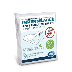 SWEET NIGHT - Housse intégrale Matelas imperméable 90x190 cm | Anti-Punaise de lit et Anti-acariens | Rénove Matelas | Fermeture