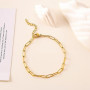 Sunderfect Ensemble de Bracelets Femme en Acier Inoxydable - Bijoux Or Étanche - Style Cuban Paper Clip