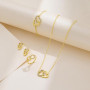 Bcenoilua Ensemble de Bijoux Femme Zircon Cubique Acier Inoxydable Plaqué Or 18K Argent Coeur Pendentif Boucles d'oreilles Brace