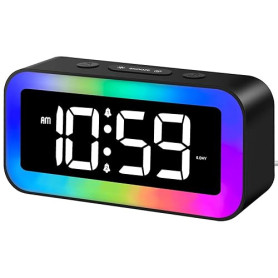 MOSUO Réveil Numérique, Reveil Enfant Lumineux avec Veilleuse 7 Couleurs, LED Horloge Digitale, Ado Reveil Matin, avec 2 Modes d