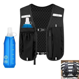Gilet de course pour homme et femme - Gilet de course avec gourde de 500ml - Réfléchissant - Avec support pour téléphone portabl