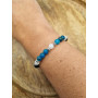Bracelet "Aide Régime" Cristal de roche et Apatite en Pierres Naturelles Qualité AAA avec entretoises argentées en Acier Inoxyda