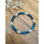 Bracelet "Aide Régime" Cristal de roche et Apatite en Pierres Naturelles Qualité AAA avec entretoises argentées en Acier Inoxyda