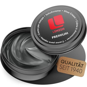 Lenzen Premium Cirage à Chaussures I Crème Nourrissante pour Cuir Lisse et Grainé (Gris Foncé)