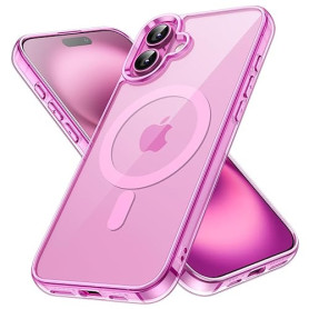 JETech Coque Magnétique pour iPhone 16 6,1 Pouces Compatible avec MagSafe, Étui Housse Antichoc Bumper, Arrière Transparent Anti