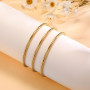 Gamtic 3Pcs Jonc Acier Inoxydable Femme - Bracelet Femme Jonc Rond Plaqué Or 18K Brillant Empilable Ensemble de Bracelets Etanch