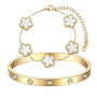 LIUYIDM Plaqué 18K Bracelet Femme Bijoux Trèfle Porte-Bonheur Cadeau Femme Bracelets Empilables pour Les Mariages Anniversaires
