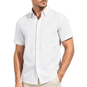 Casey Kevin Chemise Homme Manches Courtes 100% Coton - Col Boutonné | Manches Courtes, Col Boutonné, Une Poche Poitrine
