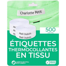 500 étiquettes thermocollantes en tissu pour identifier les vêtements (repasser). Étiquettes nominatives personnalisées pour mar