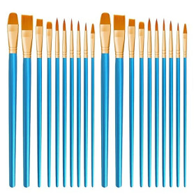 CNMTCCO Lot de 20 pinceaux de Peinture en Nylon pour Peinture Acrylique, Huile, Aquarelle, Gouache, Peinture faciale pour Enfant