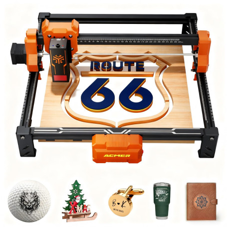 ACMER S2 12W Découpeuse laser, machine de gravure laser 72W, gravure et découpe de panneaux de bois, idéale pour les petites ent