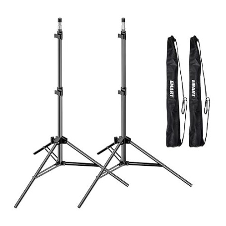 EMART Support pour Éclairage Lot de 2 de 210cm avec Sac de Transport Portable pour Éclairage en Aluminium, Studio Photo, Vidéo,