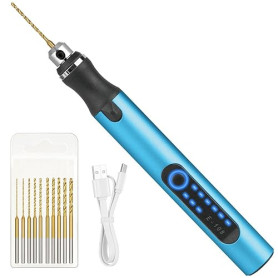 Ainiv Mini Perceuse Électrique Sans Fil à 3 Vitesses, Perceuse à Main Électrique à Chargement USB, avec 10 Petits Forets, pour B