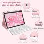 BQSS Coque Clavier pour iPad A16 11/10 Ème Génération(11 Pouces 2025/10.9 Pouces 2022), AZERTY Français, Housse Amovible avec Cl