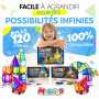 Magneo® Blocs Magnétiques 120 Pièces (2 Voitures) – Construction Enfant dès 3 Ans – Jeu Créatif avec Magnetic Tiles – Blocs Aima