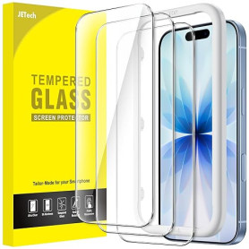 JETech Protection D'écran pour iPhone 17 6,3 Pouces, Film en Verre Trempé avec Outil d'Installation Facile, Dureté 9H, Compatibl