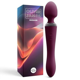 Vibromasseur Double Oliver James – Wand Vibrante & Gode Vibrant avec 10 Modes de Plaisir, en Silicone Résistant à l’Eau, Sextoy