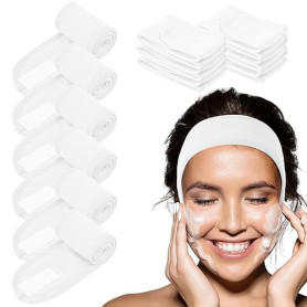 LOPHE Microfibre Bandeau Cheveux Femme Maquillage,6PCS Bandeau Réutilisable de Maquillage Réglable Headband avec Magic Tape Pour