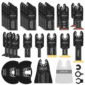 LEILUO Lot de 34 Accessoires Oscillants Pour Outils Multifonctions Pour Clous en Bois Fixations Universelles Avec Sac De Rangeme
