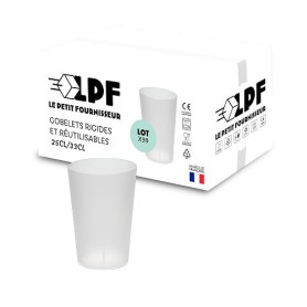 LPF LE PETIT FOURNISSEUR - Lot de 98 Gobelets réutilisables 25cl (33cl à ras-bord) - Polypropylène (PP) alimentaire rigide - Gob