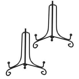 JJiaoLinin Présentoir de Fer, 2 Pack Noir Chevalet en Fer Forgé, Support de Cadre Photo, pour Photo, Cadres pour Image, Livres d