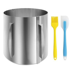 GYSRXS Cercle a Patisserie 20cm de Haut Anneau à Gâteau Réglable de 16 à 30CM Cerclage Patisserie avec Brosse et Grattoir Utilis