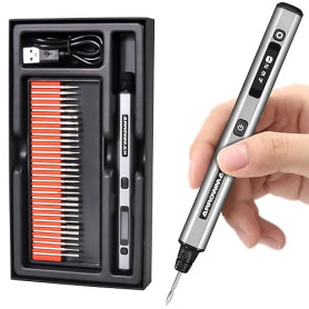 ARROWMAX Mini stylo de gravure: outil portable sans fil ultime pour artistes et bricoleurs – Gravez plus de 50 surfaces – Convie