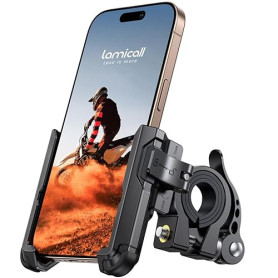 Lamicall Support Téléphone Vélo - [Ne Bloque Pas la Caméra] 360° Rotation, Support Téléphone Moto Universel, Placement et Retrai