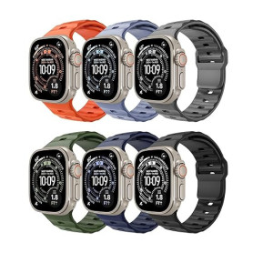 TiMOVO 6 Pièces Sport Bracelet Compatibles avec Apple Watch Ultra 3/2/1 49 mm 46 mm 45 mm 44 mm 42 mm, Bracelet Silicone pour iW