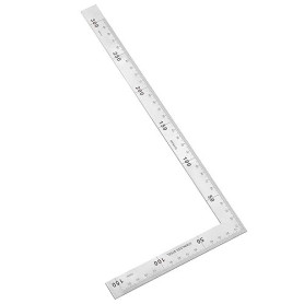 QWORK® Règle carrée en forme de L en acier inoxydable, 150 x 300 mm, règle à angle droit double face pour le bureau, la construc
