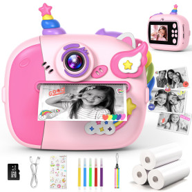 Appareil Photo Instantané, Cadeau Licorne pour 3-12 Ans Fille, Appareil Photo Enfant pour Filles 4 5 6 7 8 Ans, Jouet Licorne po