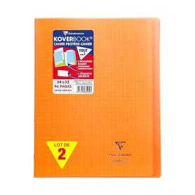 Clairefontaine 981409AMZC Un lot de 2 Cahiers Agrafés Koverbook 24x32 cm - 96 Pages Grands Carreaux - Papier Blanc 90 g - Couver