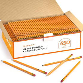 Shuttle Art Crayon Papier, Paquet de 350 Crayon HB, Pré-Taillés en Bois avec Gomme pour une Ecriture Douce pour le Dessin, le Cr