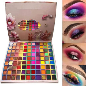 Palette de fard à paupières 99 couleurs, palette de maquillage de fusion de couleurs arc-en-ciel scintillantes mates, fard à pau