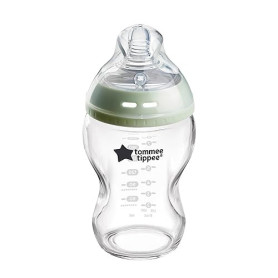 Tommee Tippee Biberons, Biberon en verre Anti-colique Natural Start, 250ml, lot de 1 avec tétine imitant la forme du sein pour p