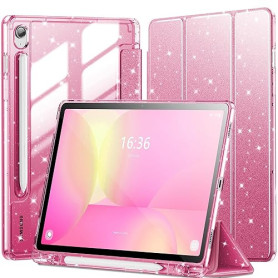 INFILAND Coque pour Samsung Galaxy Tab S10 Lite/S10 FE/S9 FE 5G 10,9"/Tab S9 11" avec Porte-Stylo S, Jolie À Paillettes avec Dos