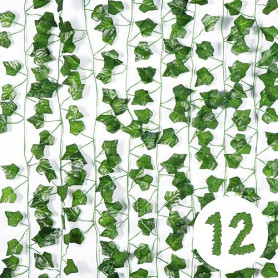 Vinabo Lierre Artificiel Decoration Chambre, 12Pcs 2.1m Faux Lierre Plante Artificielle, Lieres Guirlande pour Chambre,Cuisine,
