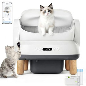 DevokoLitiere pour Chat autonettoyante avec 8 capteurs, étanchéité IPX5, litière Automatique Chat avec contrôle APP, litiere Cha