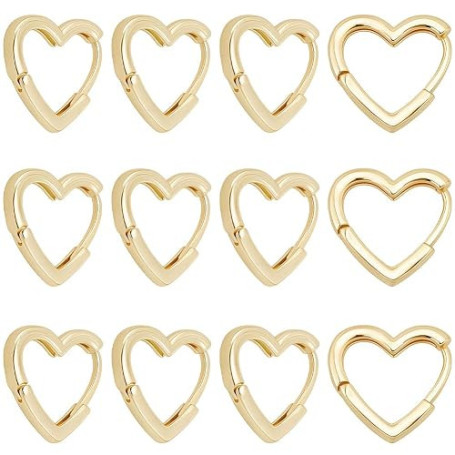 Beebeecraft 6 Paire de Boucles d'oreilles Créoles en Forme de Cœur en Laiton Plaqué Or 18 carats pour Femme Bijoux Cadeaux de Sa