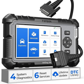 TOPDON AD500 Valise Diagnostic Auto, 4 systèmes Outil de Diagnostic Voiture Multimarque,Moteur Transmission SRS ABS, 6 Réinitial
