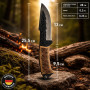 YOUR LIVING ART Couteau utilitaire forgé à la main – lame fixe en acier 7Cr17MoV avec étui en cuir véritable, outil d’extérieur 