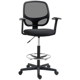 Vinsetto Chaise Bureau Ergonomique, Fauteuil de Bureau avec Repose-Pieds Ajustable, Chaise de Dessin à Dossier en Maille, Hauteu