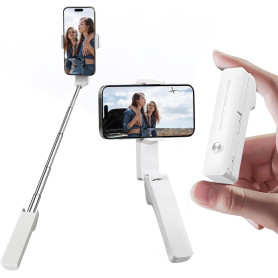 yAyusi Mini Perche à Selfie Extensible, Perche à Selfie Portable de Poche avec Télécommande, Support de Téléphone Compacte pour 