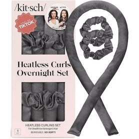 Kitsch Ensemble de bigoudis sans chaleur - Bigoudi satiné sans chaleur, bigoudi sans chaleur pour cheveux longs et courts, boucl