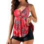 Genfien Maillot De Bain Deux Pièce Tankini Ensembles de Tankini pour Femme Imprimé Rembourré Maillot avec Short de Garçon Maillo